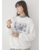 MERRY 卫衣T恤日本原单女装 J甜美圆领印花长袖 宽松百搭日系时尚