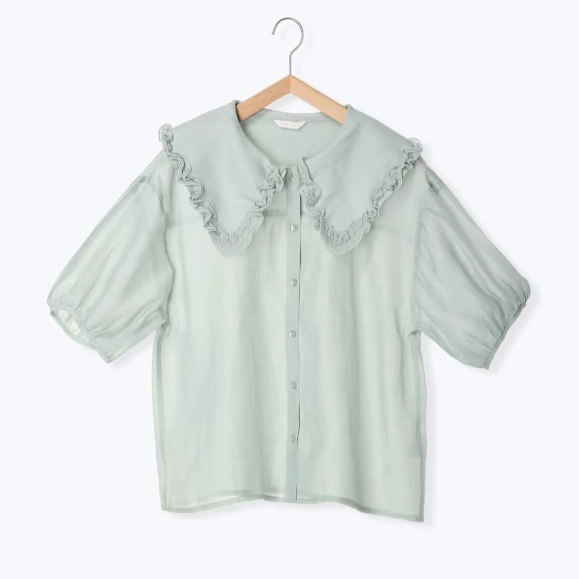 EHKA甜美可爱短袖透视衬衫上衣衬衣日系女装