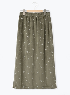 SM2松紧腰围休闲百搭H型弹性半身长裙有里衬日系女装