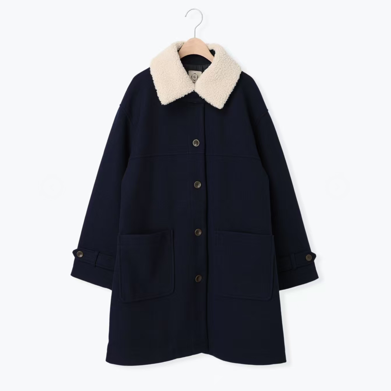 SM2人造型混纺耐用宽松百搭领子可拆卸有型毛呢复古大衣日系女装