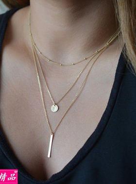 Women simple choker multi-layer necklace clavicle chain 项链