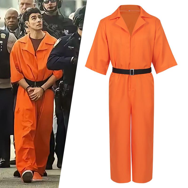 【热卖】新款美国监狱服cos角色扮演连身服橙色囚服万圣节演出服