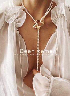 项炼女气质轻奢小众毛衣炼Pearl necklace women's sweater c