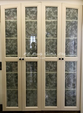 一秒旧房改造无需要打孔蕾丝玻璃柜门帘定制