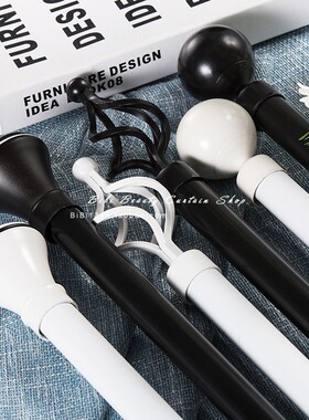 北欧简约现代风格黑色白色铝合金仿铁艺风格罗马杆艺术窗帘杆明杆