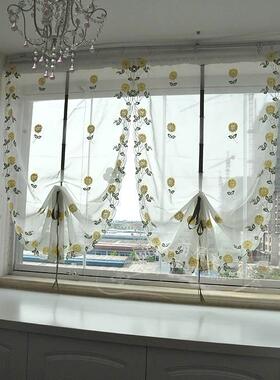 孤品清仓特价田园风格升降窗纱，汽球帘，穿杆挂钩双用帘提拉帘小