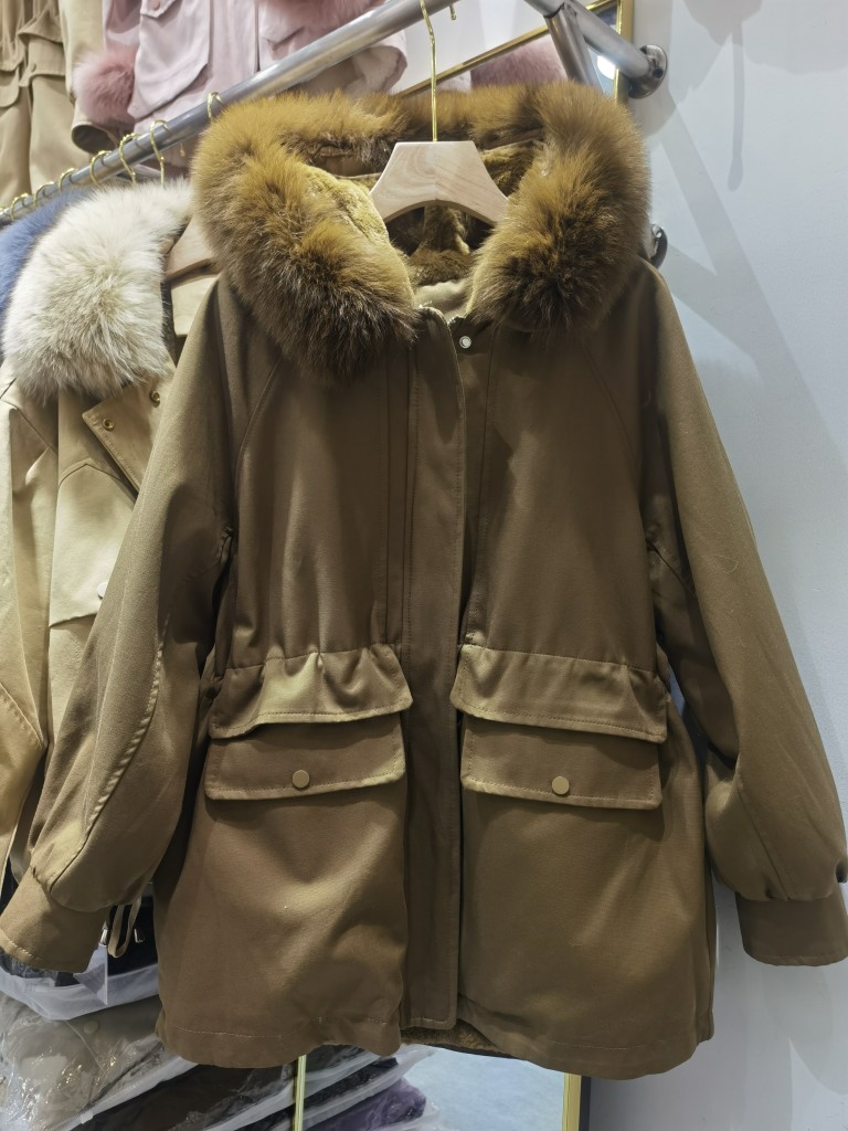 宽松显瘦可收腰真狐狸大毛领派克服女冬季加绒加厚保暖棉服外套潮