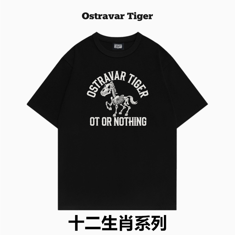 Tiger潮牌ins十二生肖宽松纯棉美式男女款半袖宽松短袖t恤情侣装