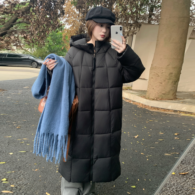 流行连帽过膝加厚冬季棉袄棉衣