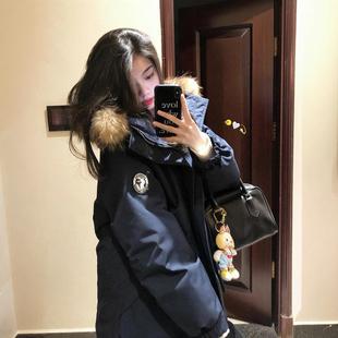 工装派克羽绒棉服女2025冬季新款加厚美式情侣大毛领宽松棉衣外套
