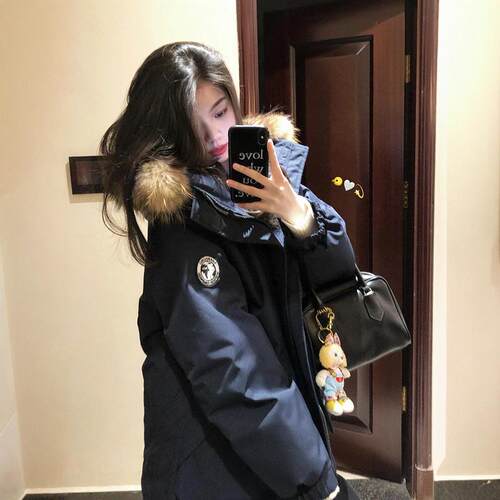 学生大毛领工装派克羽绒宽松棉服