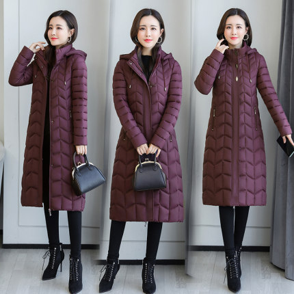 2021新款羽绒棉衣女中长款过膝轻薄棉服冬季中年妈妈冬装外套棉袄