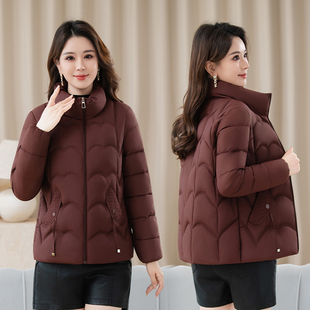 2025秋冬新款 洋气中老年妈妈加厚保暖百搭外套 羽绒棉服上衣女时尚