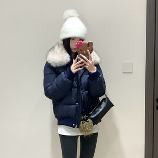 新款韩系大码毛领短款棉服女款冬季巨好看的面包服加厚棉衣外套潮