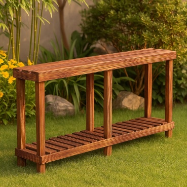 花架置物架实木碳化阶梯多层阳台落地防腐木室内户外绿萝花盆架子