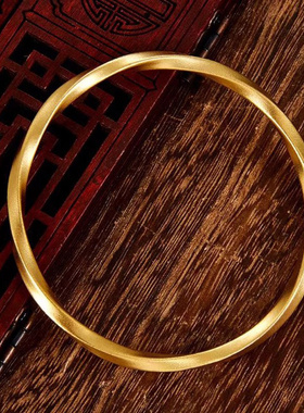 深圳水贝古法莫比乌斯环方条手镯女足金999素圈金镯子送女友爱人