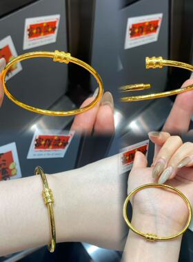 深圳水贝小蛮腰手镯亮面足金999贵妃镯可拧开椭圆镯纯金镯子送礼