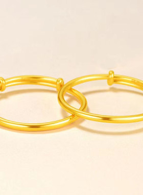 深圳水贝素圈手镯宝宝婴儿黄金推拉镯满月足金999儿童镯周岁礼物