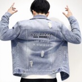 春秋浅色外套 牛仔夹克青年牛仔衣韩版 新款 牛仔外套男休闲潮流男士