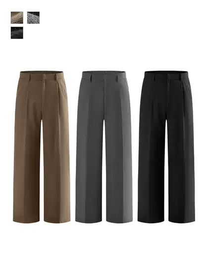 Black Donkey Street Creative Home American-Style Wide-Leg Casual Trousers for Men 2025 Summer New Tr Fabric Suit Pants
