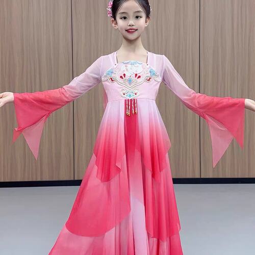 女童古典舞中国风渐变纱演出服
