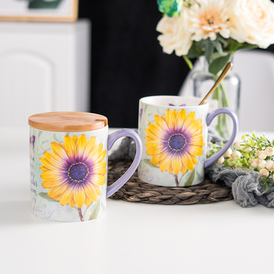 lang向日葵陶瓷杯马克杯咖啡杯