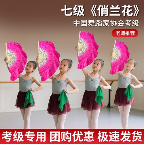 七级俏兰花扇子考级手绢花道具