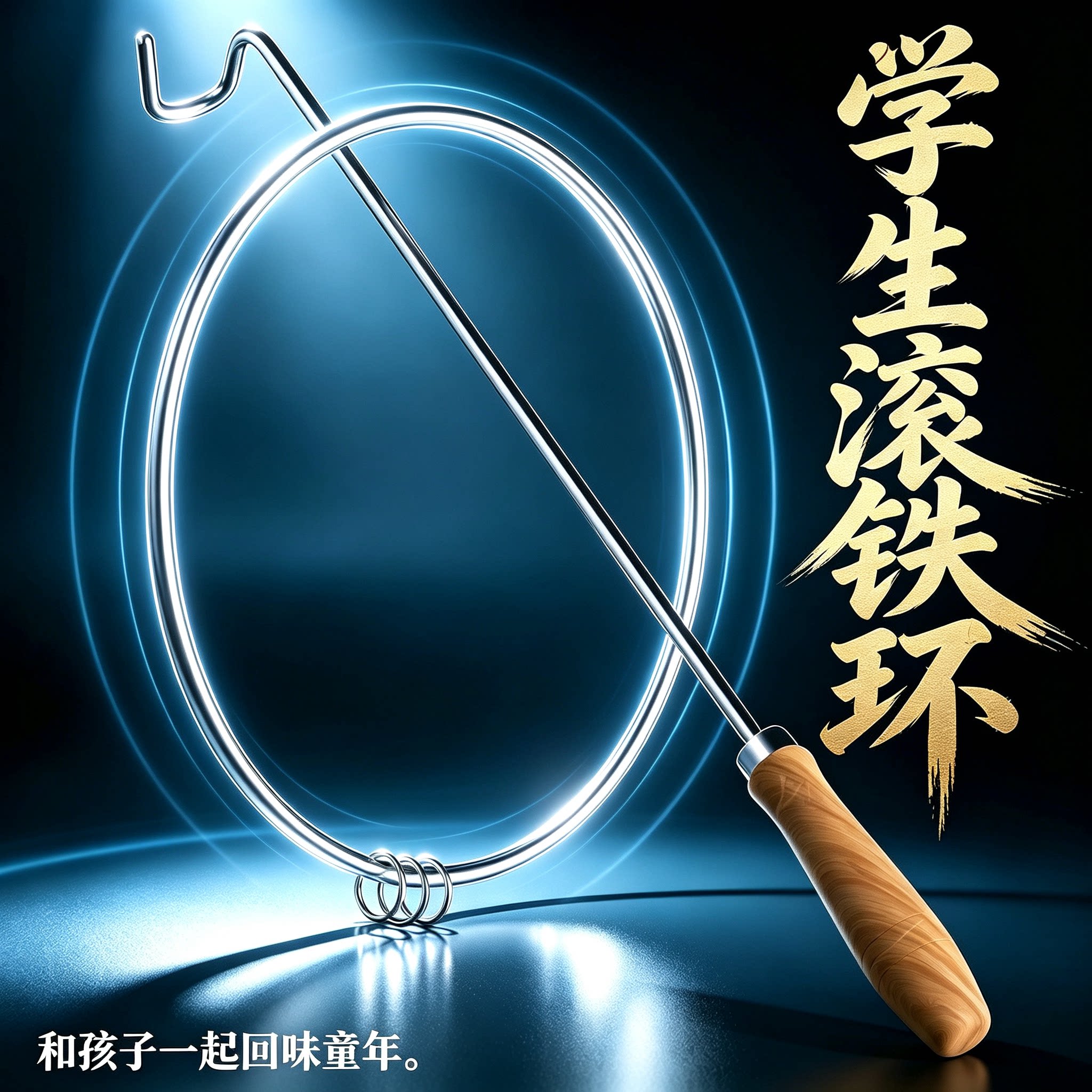 滚铁环儿童玩小学生成人老式推铁环滚铁圈扁铁环圈80后怀旧具