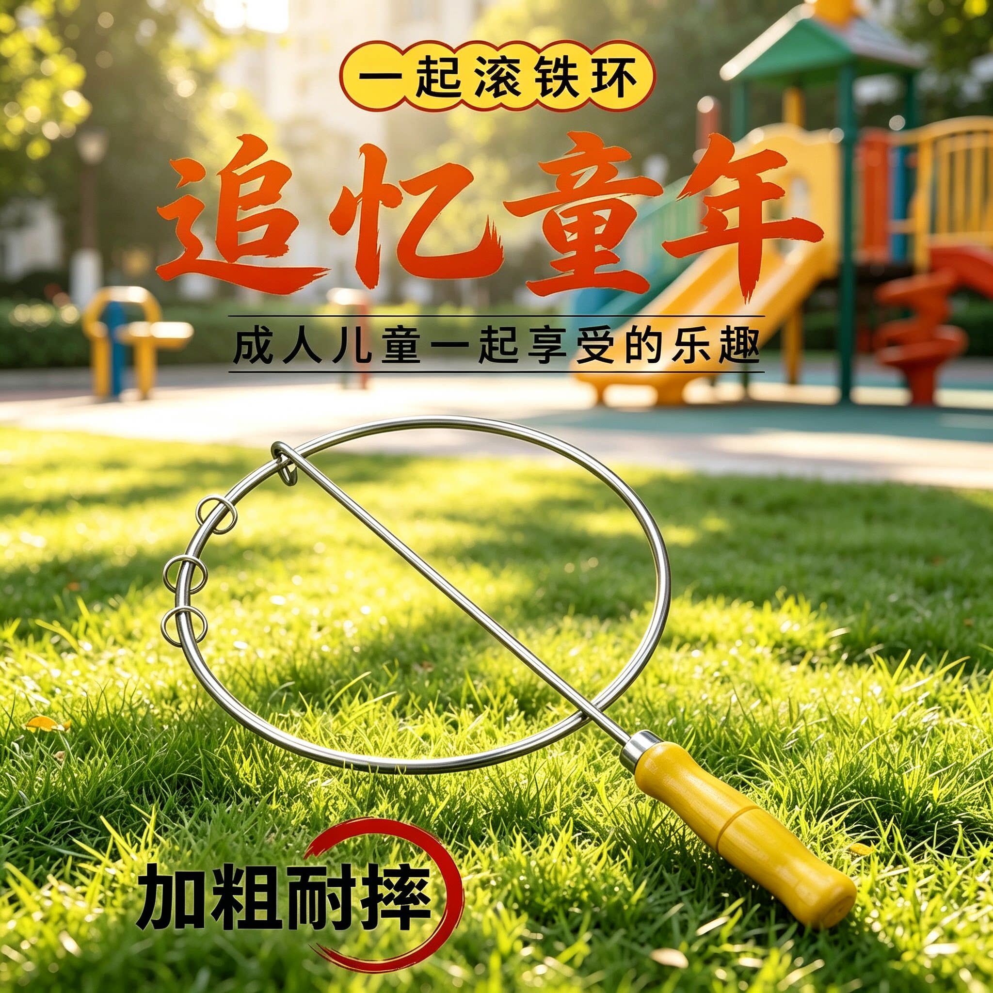 儿童滚铁环小学生推铁环幼儿园风火轮80后怀旧玩具成人铁环滚铁圈