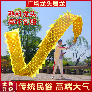 舞龙彩带健身龙新款广场舞手甩龙成人中老年人耍龙头舞龙表演8米