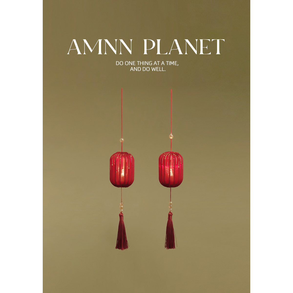 AMNN 新年发光小灯笼2025蛇年中国风红色喜庆客厅树上装饰小挂件