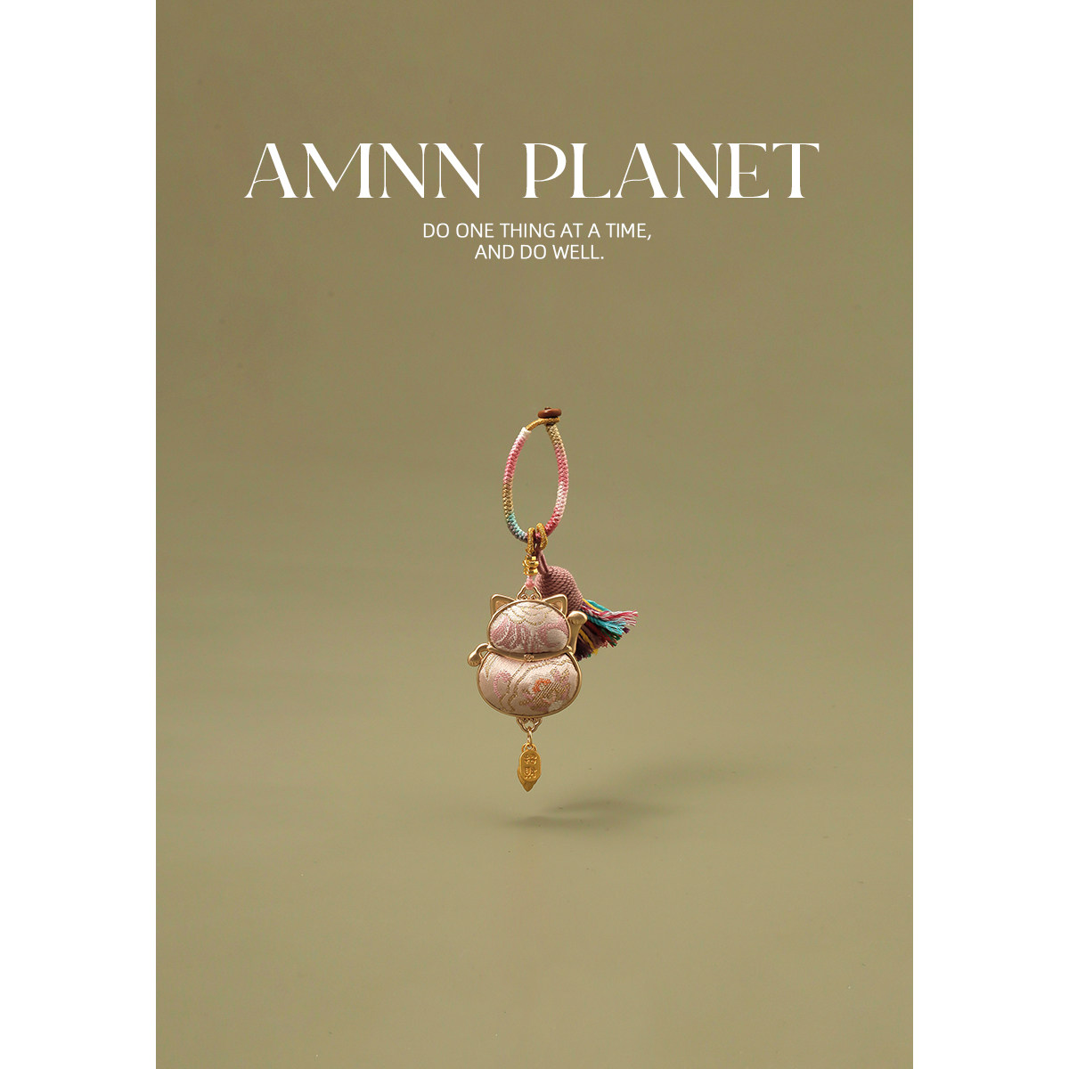 AMNN 宋锦双面招财猫吊坠钥匙扣挂件新中式手工非遗精致包包挂饰