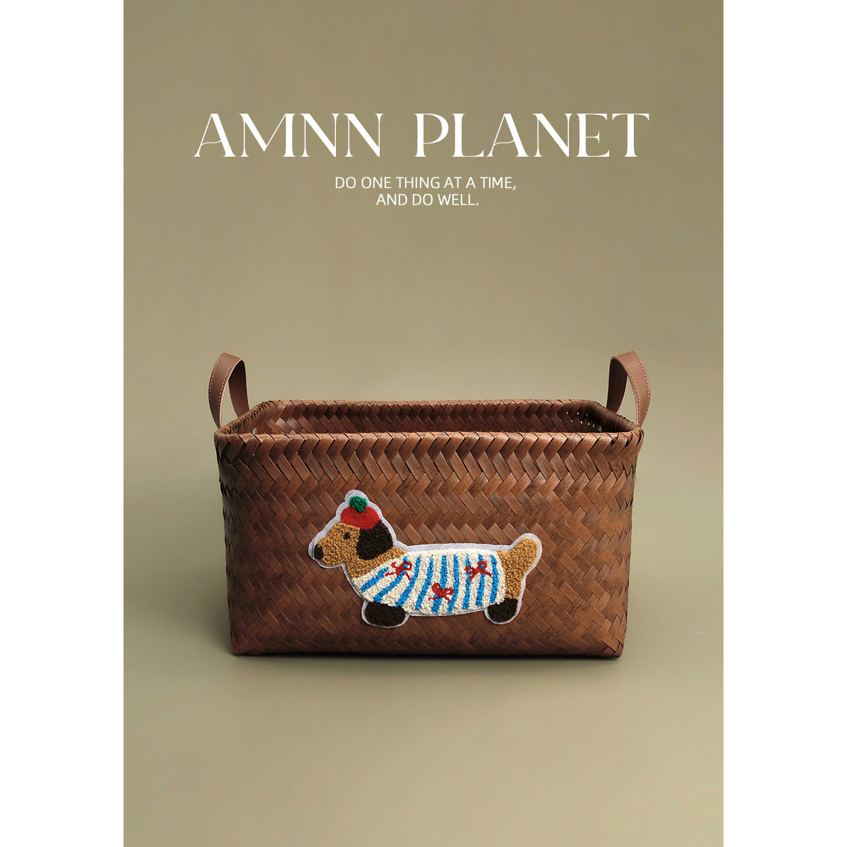 AMNN 复古条纹腊肠狗收纳筐手工编织高颜值家用浴室大容量脏衣篓,收纳整理,收纳筐,淘宝优惠券,粉丝福利购,淘宝优惠卷