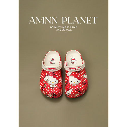 AMNN 可爱卡通KT猫洞洞鞋女2026新款两穿防滑沙滩鞋耐磨包头凉鞋