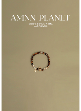 AMNN 美拉德天然虎眼石labubu手链中式文艺复古吉字葫芦吊坠手串