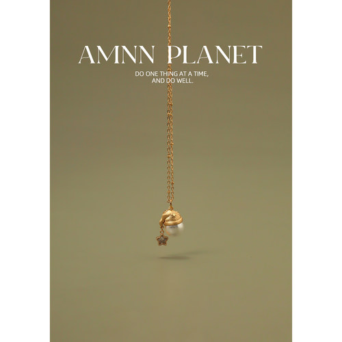 AMNN 法式轻奢圣诞帽星星项链小众高级感吊坠毛衣链锁骨链配饰