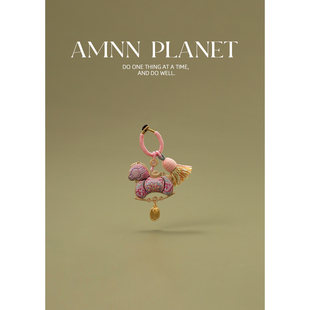 AMNN 马上有钱宋锦双面刺绣小马钥匙扣挂件精致非遗手工新年礼物