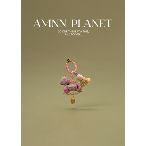 AMNN 马上有钱宋锦双面刺绣小马钥匙扣挂件精致非遗手工新年礼物