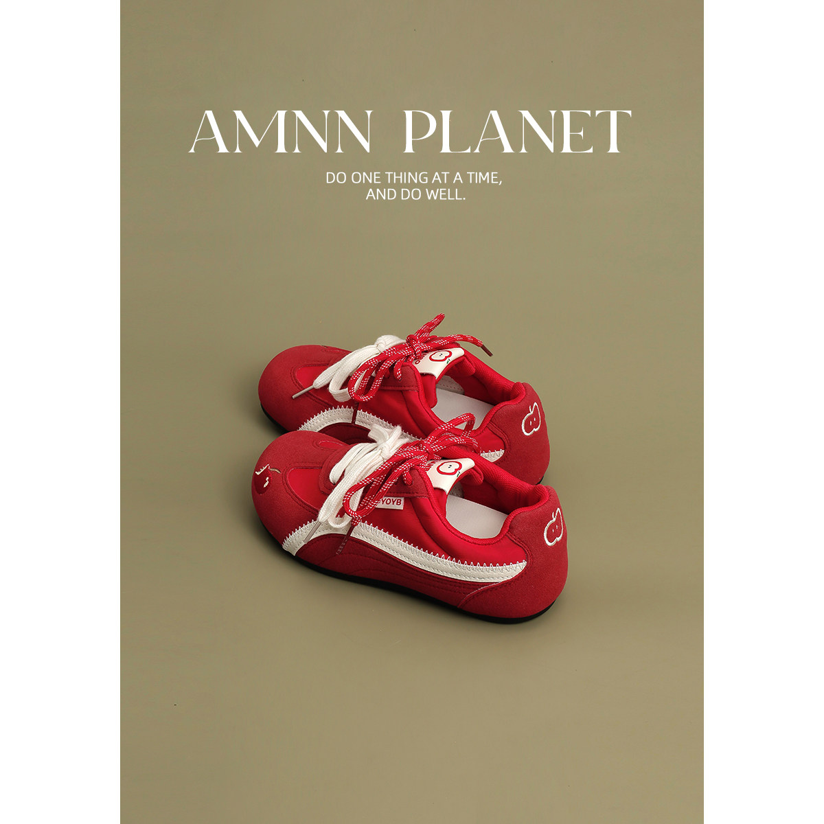 AMNN 红苹果百搭透气德训鞋女2025新款丑萌大头软底ins潮休闲板鞋