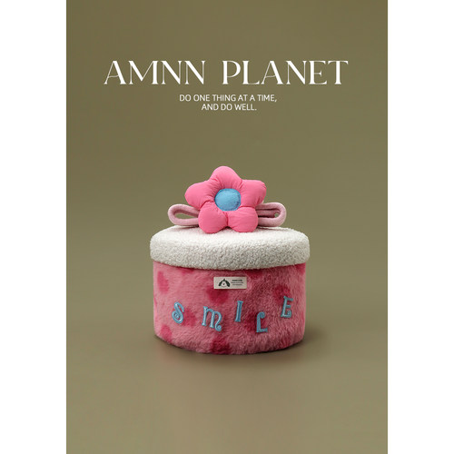 AMNN 甜心花朵可爱收纳筐小众高颜值桌面客厅零食杂物玩具收纳桶