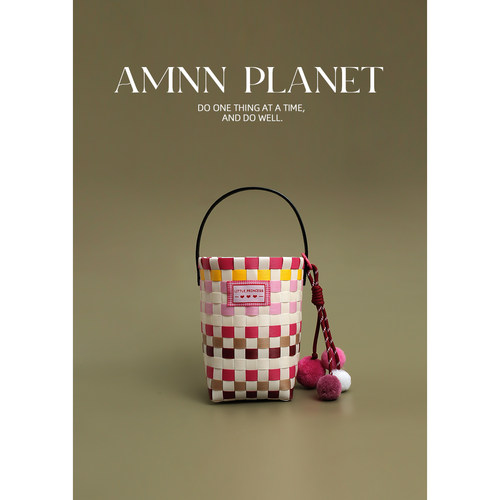 AMNN 彩色多巴胺ins风编织挂绳菜篮子创意小众时尚海滩度假手拎包