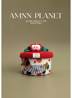 AMNN 羊羔毛波点条纹腊肠狗收纳桶可爱办公桌面杂物零食储物盒