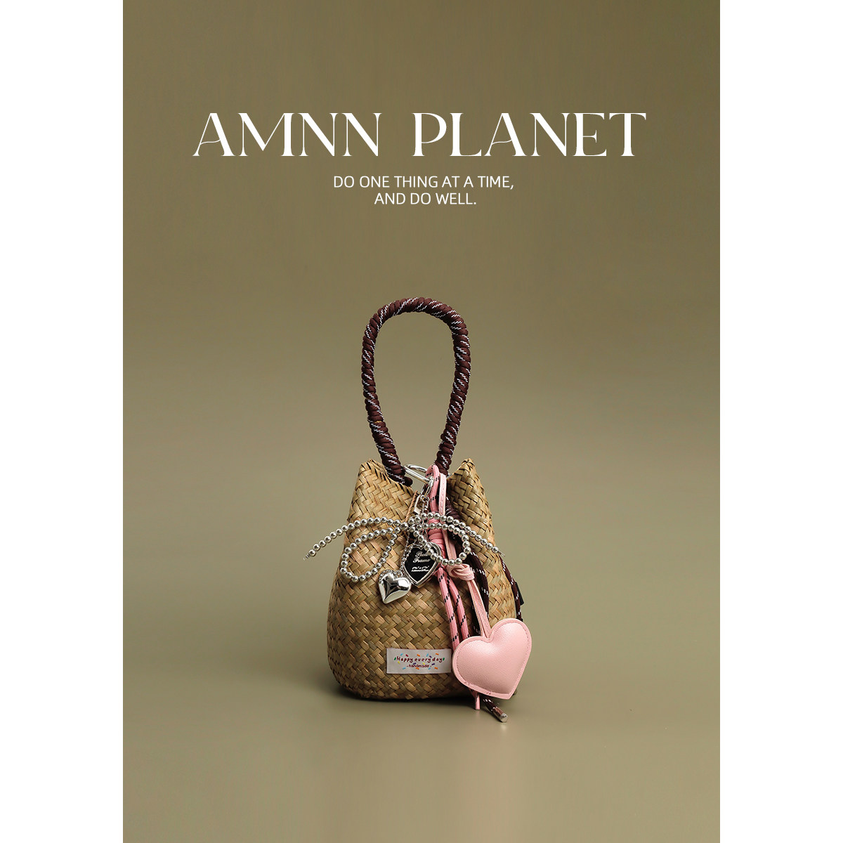 AMNN 韩系编织绳蝴蝶结手提草编手提包百搭出行度假日常手拎包女