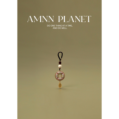 AMNN 财源滚滚手工宋锦双面铜钱古币挂件创意小众招财吊坠包挂饰