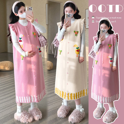 孕妇秋冬款连衣裙减龄背心裙套装