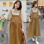裙子翻领衬衣背带裙套装 小清新孕妇连衣裙夏装 森系孕妇装 韩版 时尚