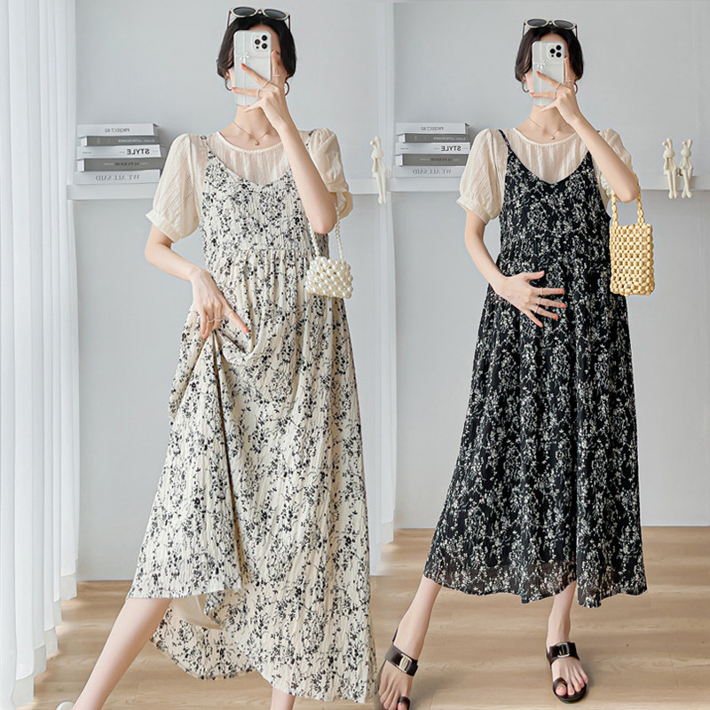 孕妇装夏装时尚孕妇两件套夏季薄款碎花雪纺裙长款,孕妇装/孕产妇用品/营养,连衣裙,淘宝优惠券,粉丝福利购,淘宝优惠卷