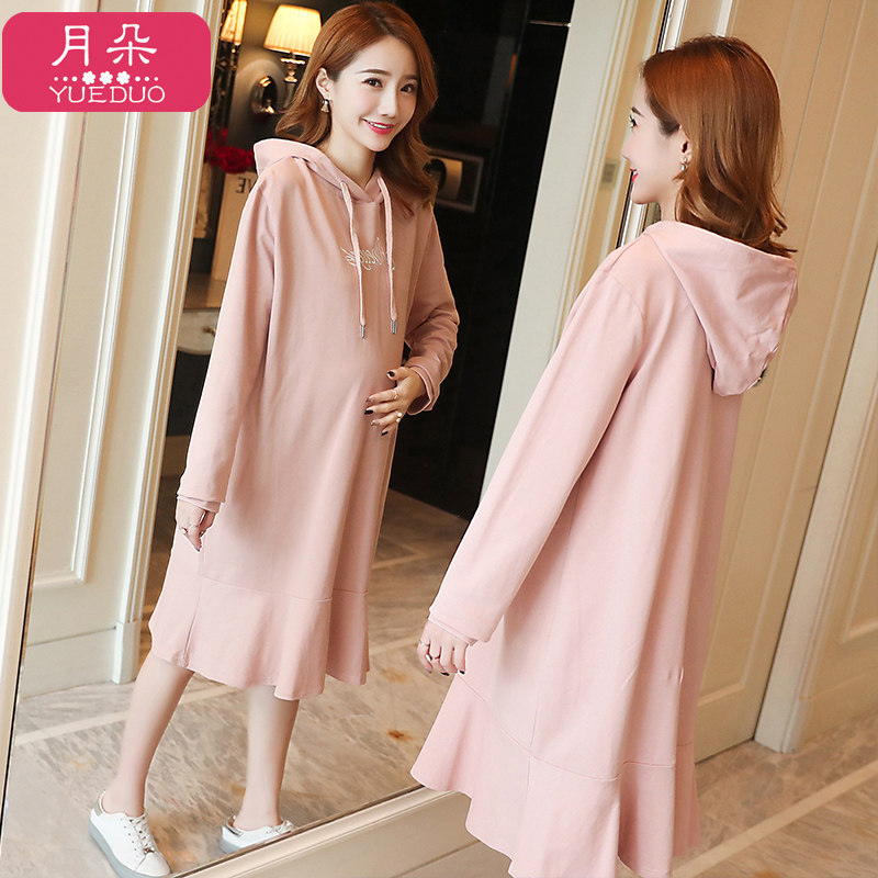 孕妇连衣裙秋装2020新款潮妈宽松长袖上衣大码休闲秋季怀孕期裙子