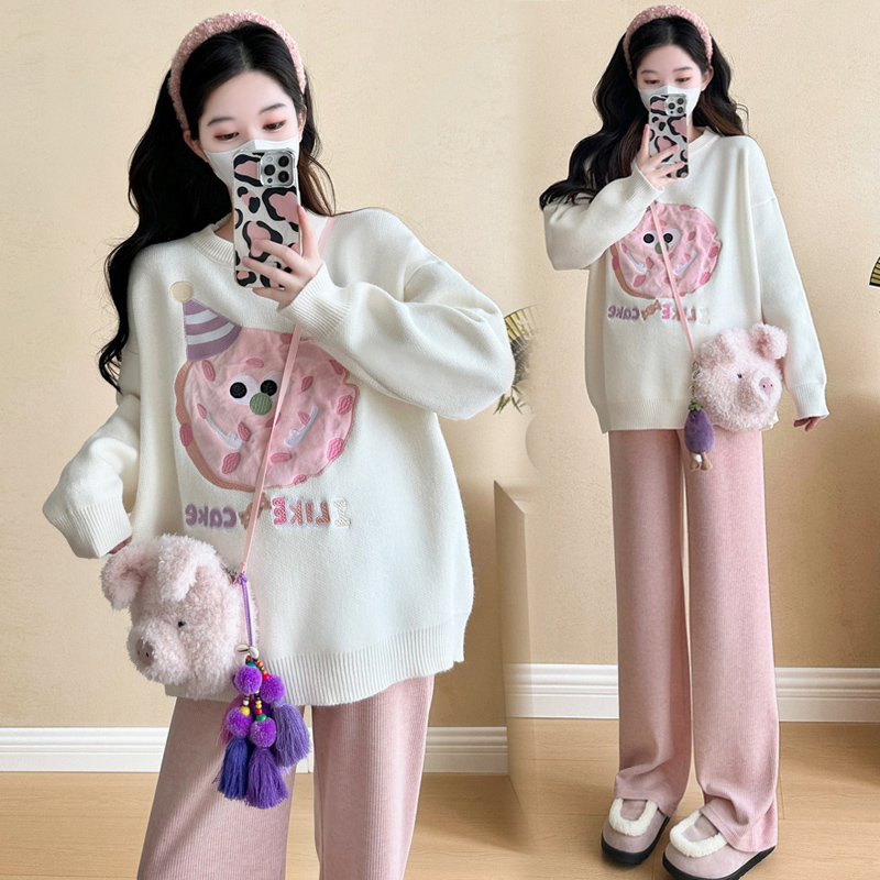 秋冬新款网红孕妇毛衣套装