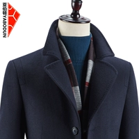 Áo khoác len nam mùa thu đông New Slim Lapel Medium Long Wool Windcoater Men British Wool Jacket - Áo len áo khoác nam 2021